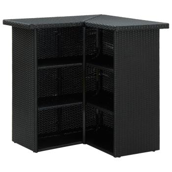 4-tlg. Gartenbar-Set mit Kissen Poly Rattan Schwarz