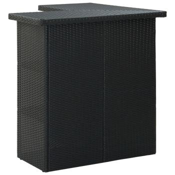 4-tlg. Gartenbar-Set mit Kissen Poly Rattan Schwarz