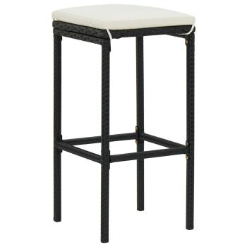 4-tlg. Gartenbar-Set mit Kissen Poly Rattan Schwarz