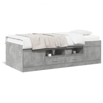 ARDEBO.de - Tagesbett mit Schubladen Betongrau 75x190 cm Holzwerkstoff