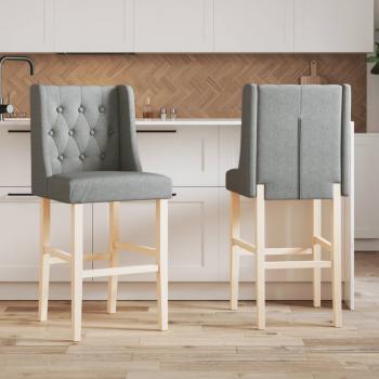 ARDEBO.de - Barstühle 2 Stk. Massivholz Gummibaum und Stoff
