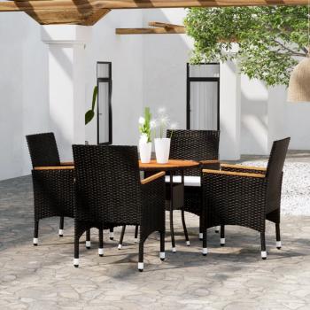 ARDEBO.de - 5-tlg. Bistro-Set Poly-Rattan und Massivholz Schwarz