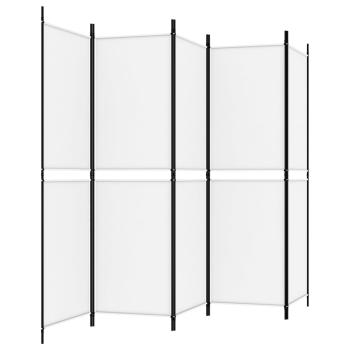 5-tlg. Paravent Weiß 250x180 cm Stoff