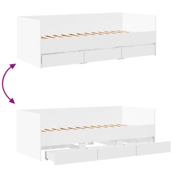 Tagesbett mit Schubladen Weiß 100x200 cm Holzwerkstoff