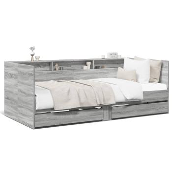 ARDEBO.de - Tagesbett mit Schubladen Grau Sonoma 90x190 cm Holzwerkstoff