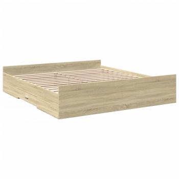 Bettgestell mit Schubladen Sonoma-Eiche 200x200cm Holzwerkstoff