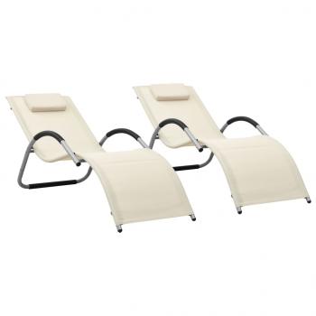 ARDEBO.de - Sonnenliegen Textilene 2 Stk. Creme und Grau 