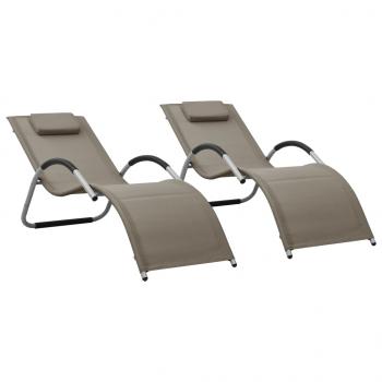 ARDEBO.de - Sonnenliegen Textilene 2 Stk. Taupe und Grau 