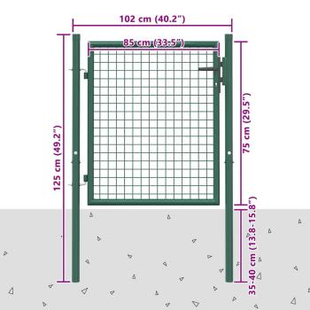 Zauntor Stahl 100 x 75 cm Grün