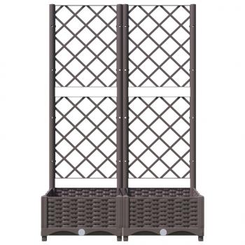 Pflanzkübel mit Rankgitter Braun 80x40x121,5 cm PP