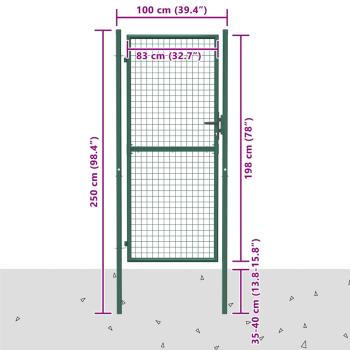 Zauntor Stahl 100x200 cm Grün