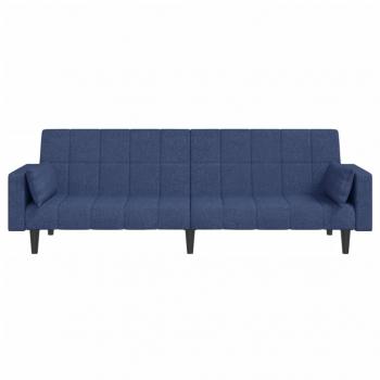 Schlafsofa 2-Sitzer mit 2 Kissen Blau Stoff