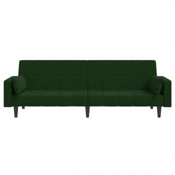 Schlafsofa 2-Sitzer mit 2 Kissen Dunkelgrün Samt