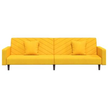 Schlafsofa 2-Sitzer mit 2 Kissen Gelb Samt