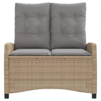 Gartenbank Verstellbar mit Kissen Beige Poly Rattan