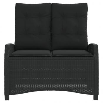 Gartenbank Verstellbar mit Kissen Schwarz Poly Rattan