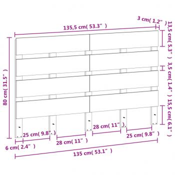 Kopfteil Wachsbraun 180 cm Massivholz Kiefer
