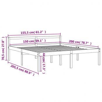 Seniorenbett Wachsbraun 150x200 cm Massivholz Kiefer