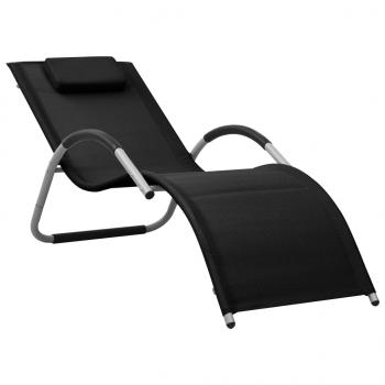 Sonnenliegen Textilene 2 Stk. Schwarz und Grau 