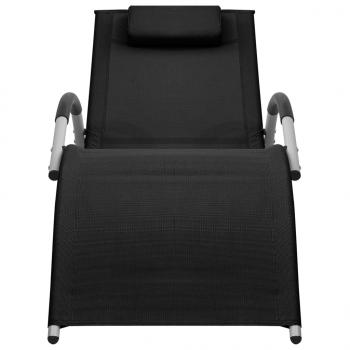 Sonnenliegen Textilene 2 Stk. Schwarz und Grau 