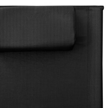 Sonnenliegen Textilene 2 Stk. Schwarz und Grau 