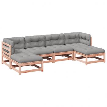 6-tlg. Garten-Sofagarnitur mit Kissen Massivholz Douglasie