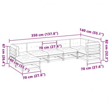 7-tlg. Garten-Sofagarnitur mit Kissen Kiefernholz Imprägniert