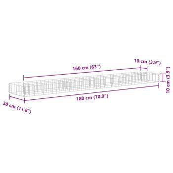  Gabionen-Hochbeet Verzinkter Stahl 180x30x10 cm