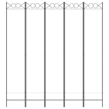  5-tlg. Paravent Weiß 200x220 cm Stoff