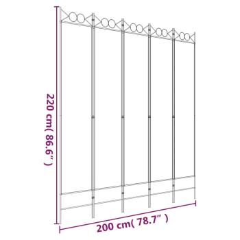  5-tlg. Paravent Weiß 200x220 cm Stoff