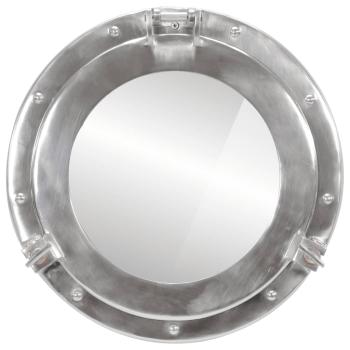 Bullaugen-Spiegel Wandmontage Ø38 cm Aluminium und Glas