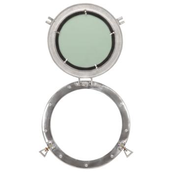 Bullaugen-Spiegel Wandmontage Ø38 cm Aluminium und Glas