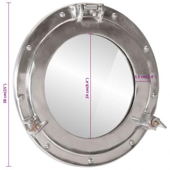 Bullaugen-Spiegel Wandmontage Ø38 cm Aluminium und Glas