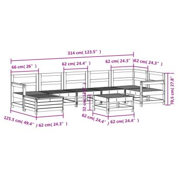 8-tlg. Garten-Sofagarnitur Kiefernholz Imprägniert