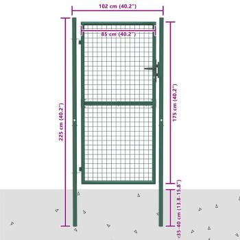 Zauntor Stahl 100x175 cm Grün