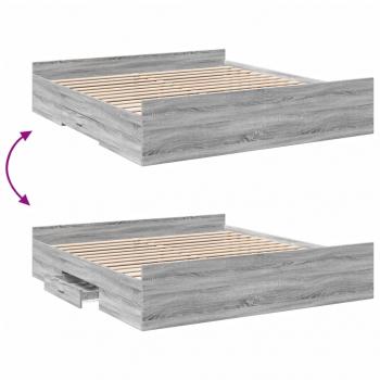 Bettgestell mit Schubladen Grau Sonoma 180x200cm Holzwerkstoff