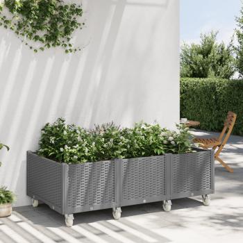 ARDEBO.de - Pflanzkasten mit Rollen Hellgrau 150x80x54 cm PP