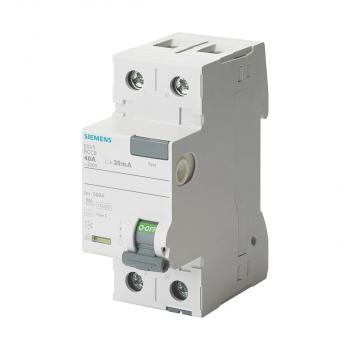 ARDEBO.de Siemens 5SV3314-3 FI-Schutzschalter, 2-polig, Typ F, kurzzeitverzögert, In: 40 A, 30 mA, Un AC: 230 V