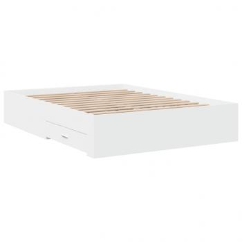 Bettgestell mit Schubladen Weiß 135 x 190 cm Holzwerkstoff