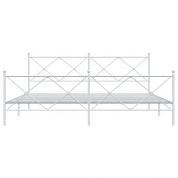 Bettgestell mit Kopf- und Fußteil Metall Weiß 200x200 cm