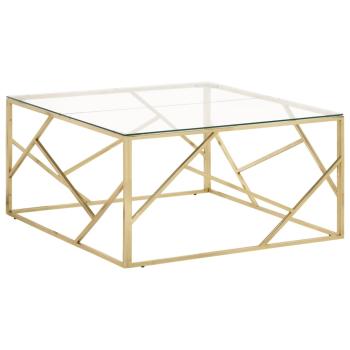 ARDEBO.de - Couchtisch Golden Edelstahl und Hartglas