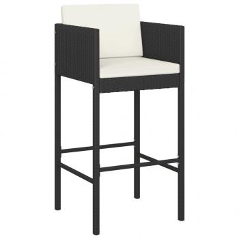 ARDEBO.de - 5-tlg. Gartenbar-Set mit Kissen Schwarz Poly Rattan