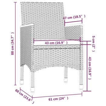 5-tlg. Garten-Essgruppe mit Kissen Poly Rattan Schwarz