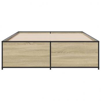 Bettgestell Sonoma-Eiche 135x190 cm Holzwerkstoff und Metall
