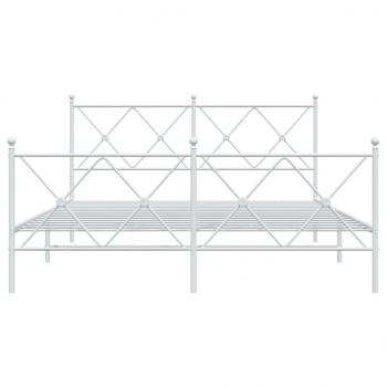 Bettgestell mit Kopf- und Fußteil Metall Weiß 160x200 cm