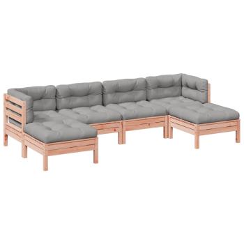 6-tlg. Garten-Sofagarnitur mit Kissen Massivholz Douglasie