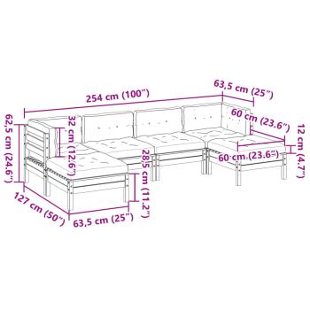 6-tlg. Garten-Sofagarnitur mit Kissen Massivholz Douglasie