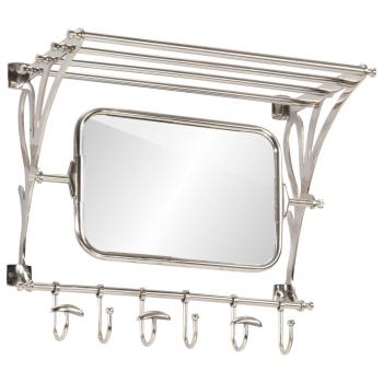 ARDEBO.de - Wandgarderobe mit Kleiderhaken & Spiegel Aluminium