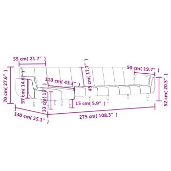 Schlafsofa in L-Form Dunkelgrau 275x140x70 cm Samt