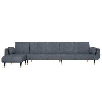 Schlafsofa in L-Form Dunkelgrau 275x140x70 cm Samt